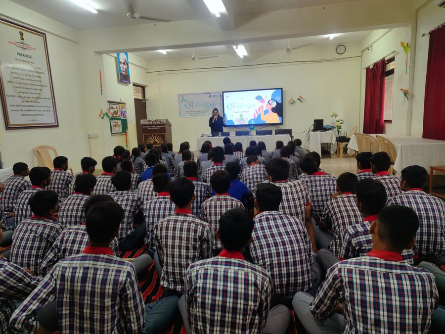 Students seated for a mental-health assembly
