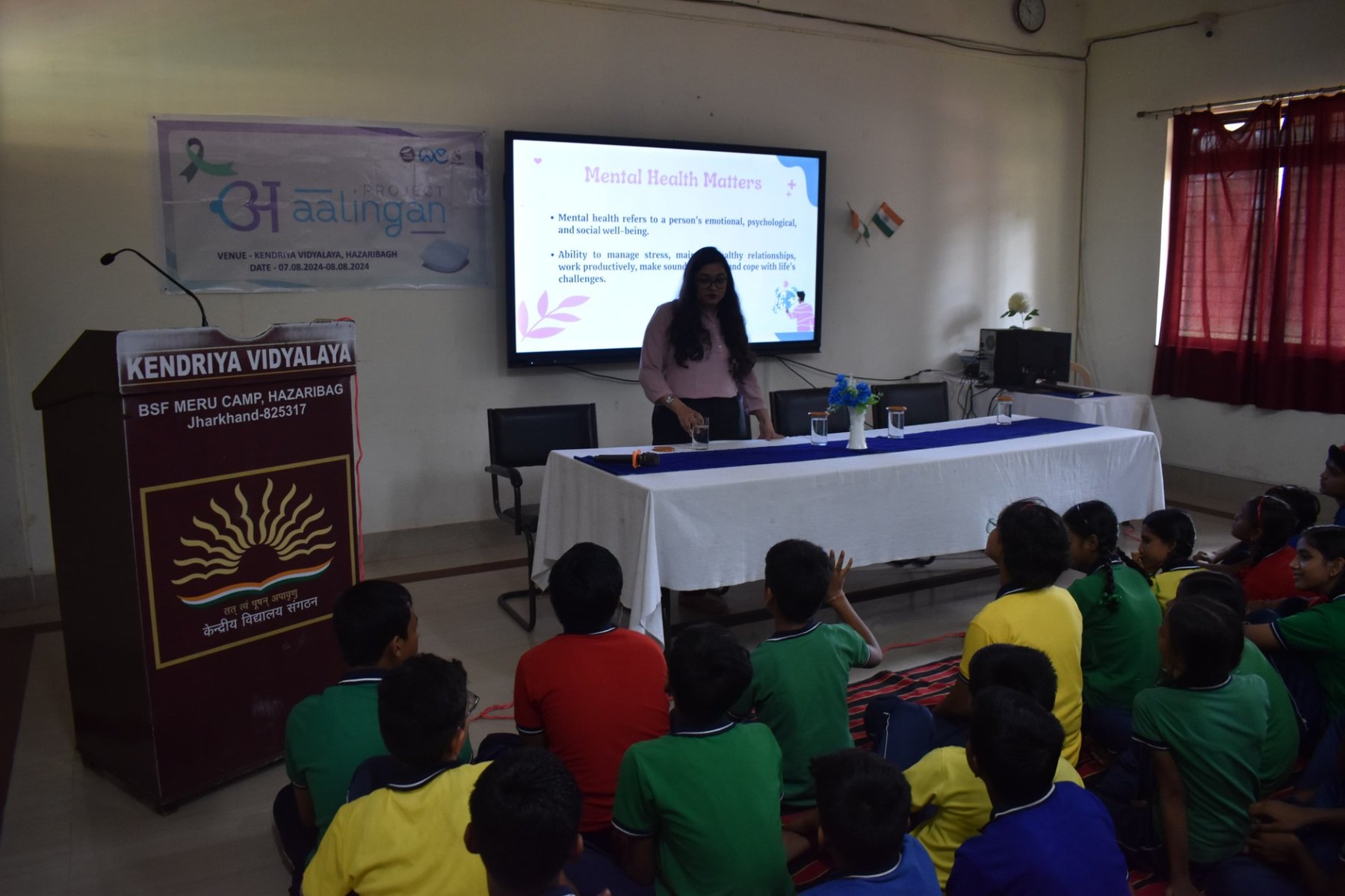 A Mental Health Matters presentation to young students at Kendriya Vidyalaya, BSF Meru Camp